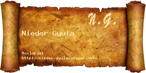 Nieder Gyula névjegykártya
